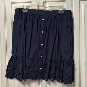 Navy Eyelet Button Down